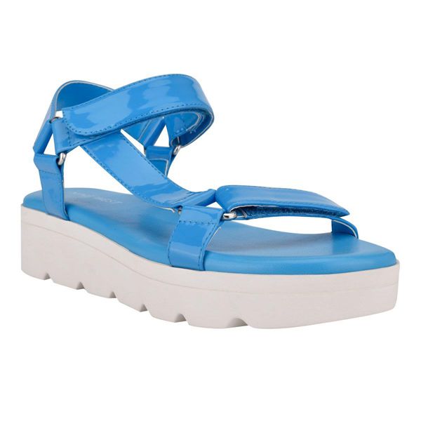 Nine West Bringly Blue Flat Sandals | Ireland 93G72-9D39